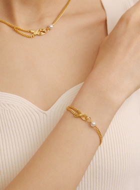 Neverfar珍珠链条手链