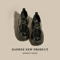 Daphne Daphne little guy wearing lap ~ Inron wind small leather shoes woman heightening round head single shoe thick bottom lefu shoes