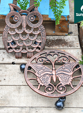 Sungmor铸铁欧式可移动花盆托盘