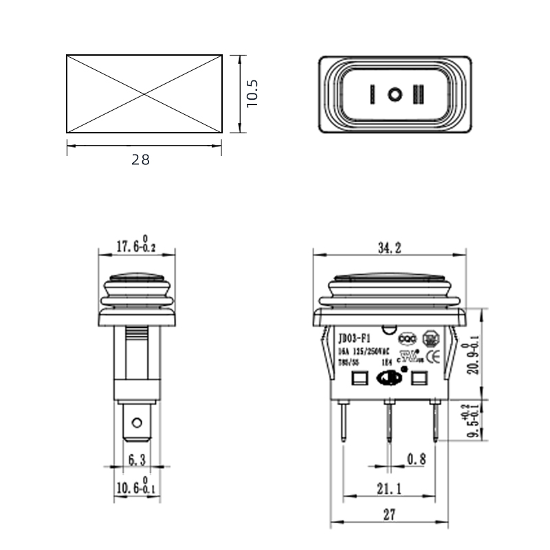 40A50aKCD30A防水船型开关2脚3脚102带灯小型船形翘板16A电源按钮 - 图0