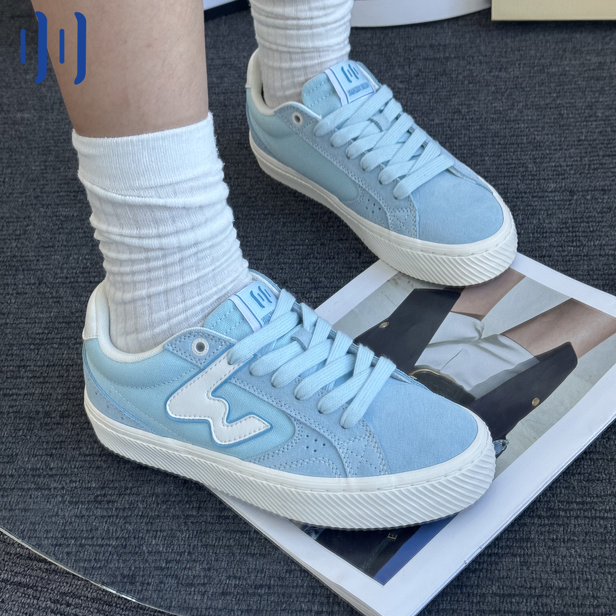 顽刻官方轻质海军蓝秋季校园风W系列低帮男女国潮滑板鞋 - 图2