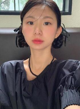 高级感黑色珍珠feve同款小众设计简约个性复古百搭气质颈链锁骨链