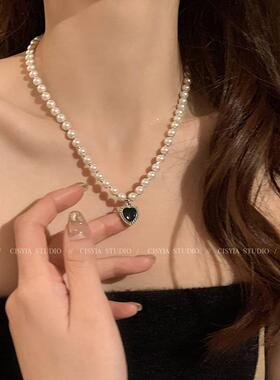 爱心吊坠珍珠项链颈链女轻奢小众锁骨链高级感choker2026新款爆款
