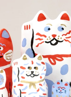 日本制招财猫套娃巴黎限定版礼盒