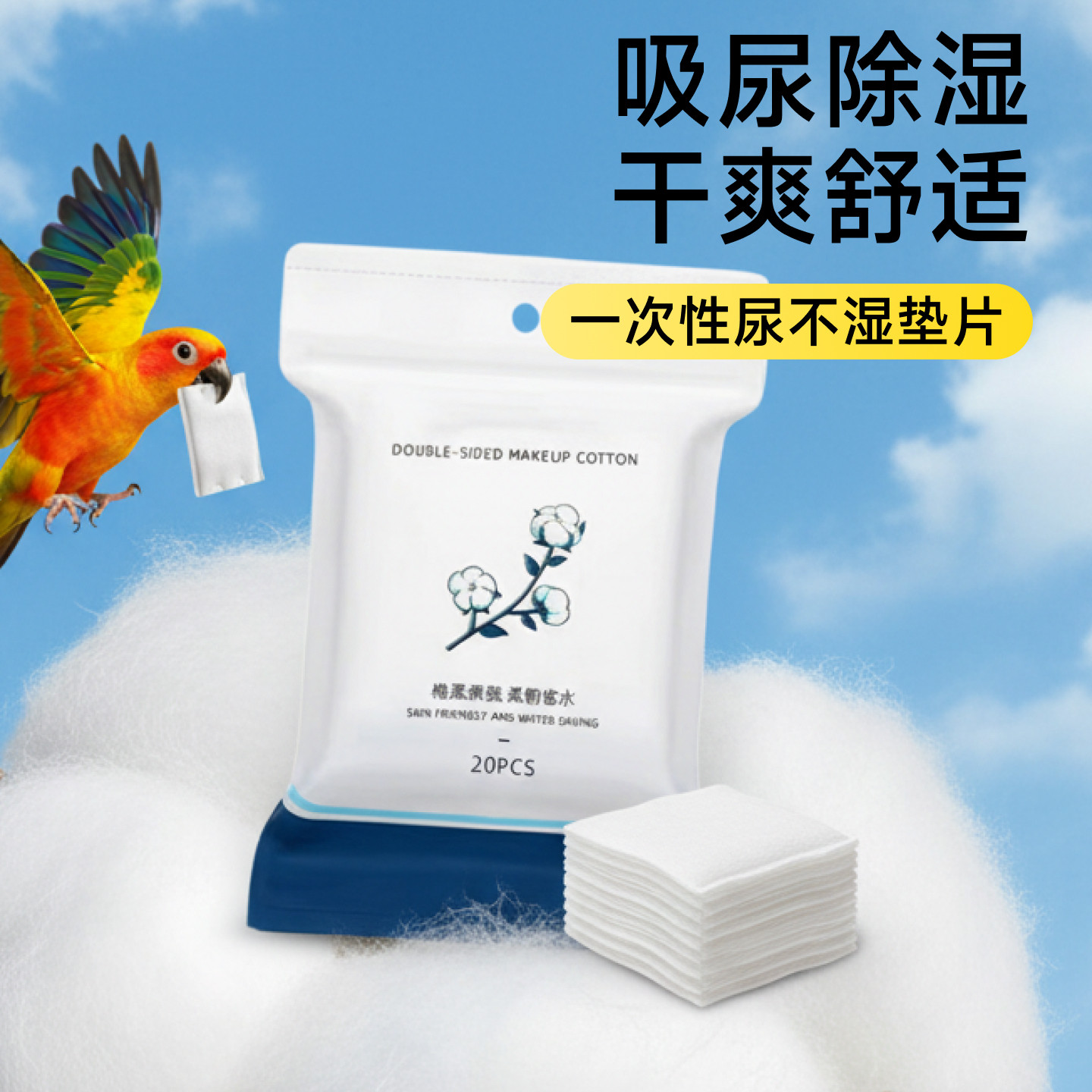 鹦鹉尿不湿屎兜小鸟一次性虎皮纸尿裤小太阳屎兜垫牡丹粪兜便兜,淘宝优惠券,粉丝福利购,淘宝优惠卷