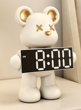 精选暴力熊电子闹钟客厅卧室床头柜摆件桌面台式夜光钟表发光数字