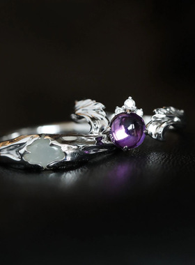 锆石戒指女开口可调节小众设计高