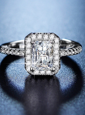 新款百搭四爪公主方包锆石戒指女