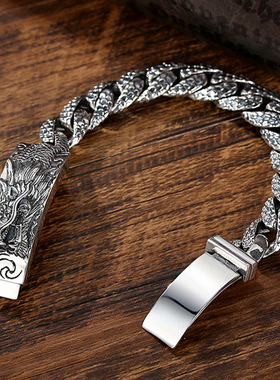 手工打造个性霸气复古龙头手链男