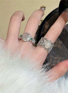 法式白色锆石戒指女气质气奢华精