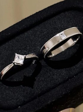 新款爱与骑士情侣对戒男女小方钻