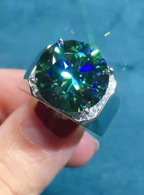 经典款蓝绿色锆石戒指八心八箭霸