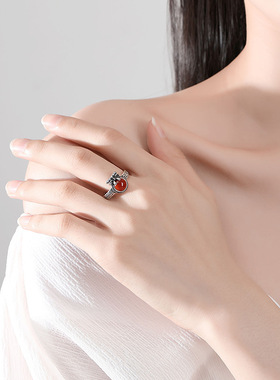 新款复古铜钱钱袋戒指简约做旧工