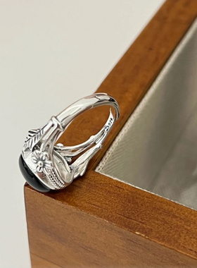 新款复古花朵戒指树叶纠缠百搭个