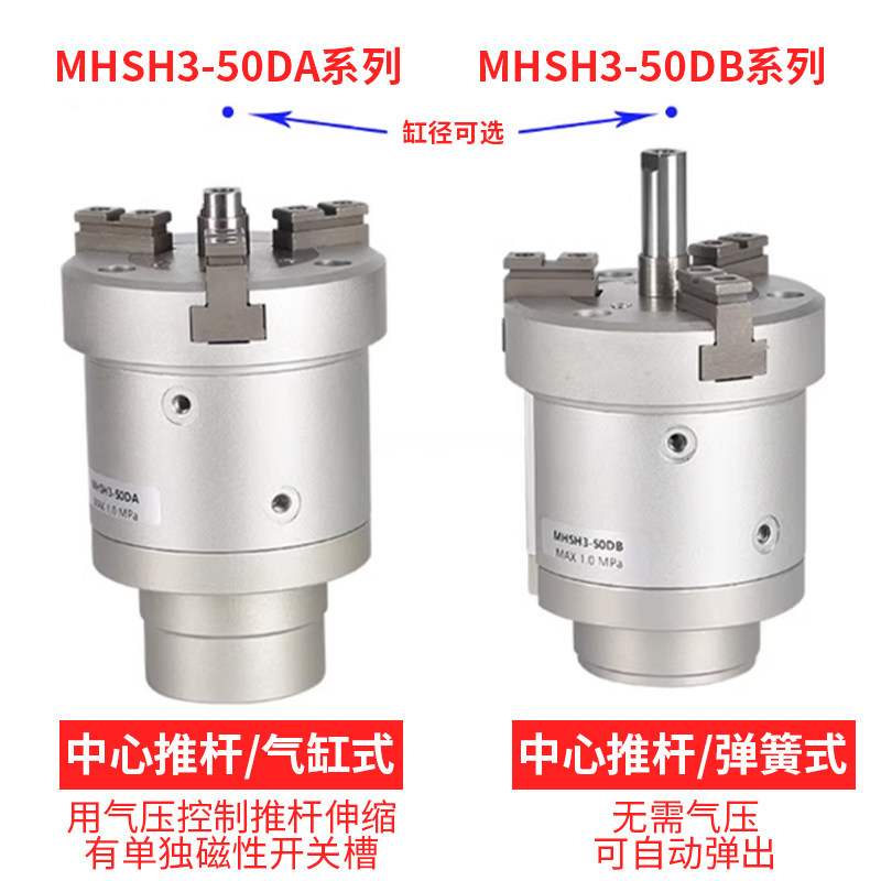 SMC型圆柱体通孔中空夹加长三爪气缸MHSH3-16D20D25D32D40D50D63D,淘宝优惠券,粉丝福利购,淘宝优惠卷