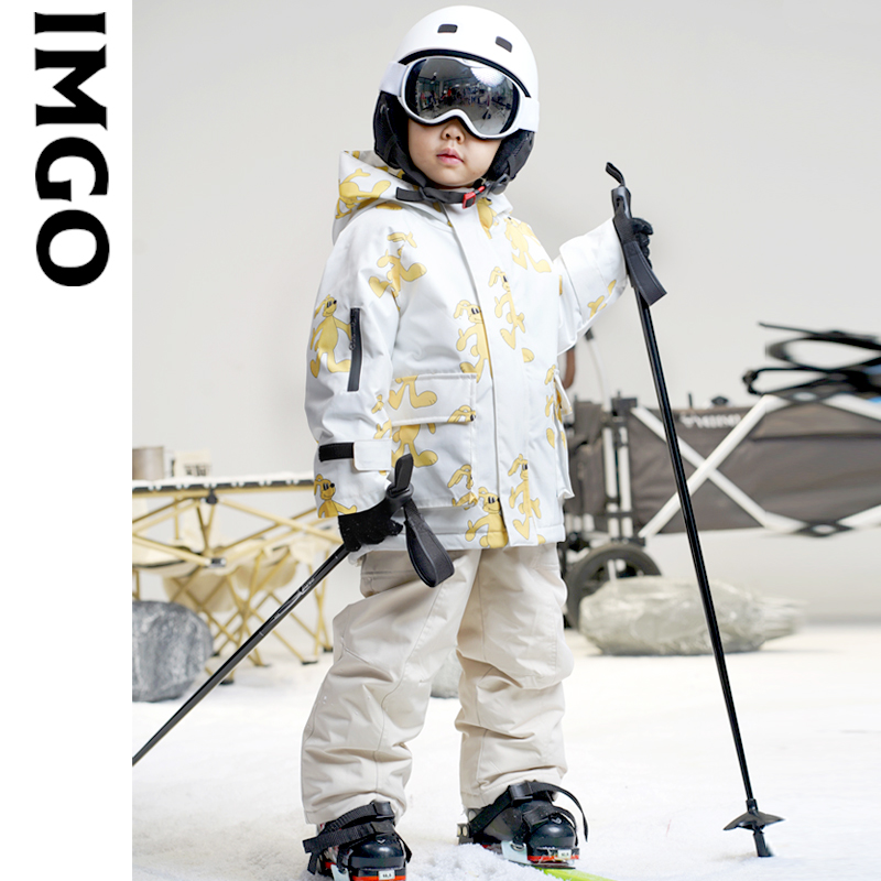 卡通兔子儿童专业滑雪服套装男女童户外三合一防水保暖冲锋滑雪衣 - 图3