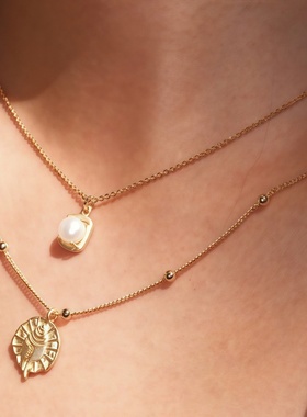 新款度假高级简约双层叠戴项链