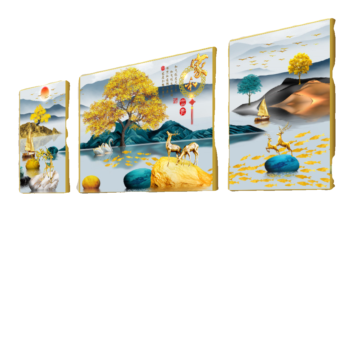 现代晶瓷免打孔客厅挂画组合 轻奢镶钻三联沙发背景墙装饰画,淘宝优惠券,粉丝福利购,淘宝优惠卷