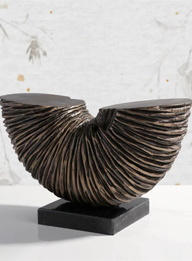 新中式现代轻奢创意半圆摆件样板间客厅玄关博古架家居装饰品摆设