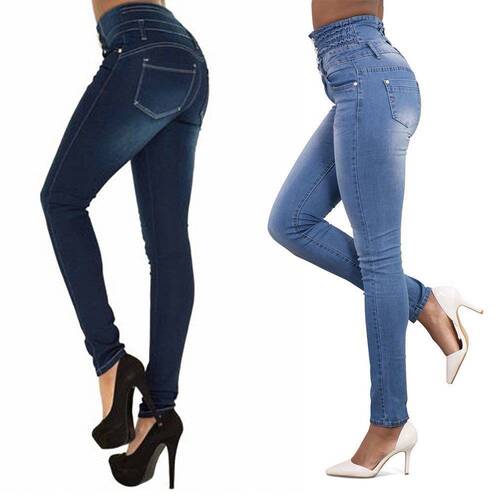 Stretch large and small leg jeans for women弹力小脚牛仔裤女 - 图1