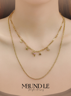 摩邦珠宝冰激凌微笑ok项链+麻花链