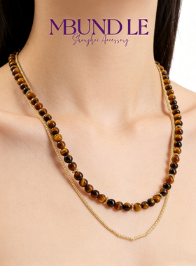 摩邦珠宝思路遥棕色木变石珠珠项链