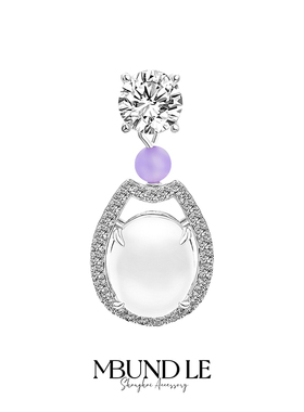 摩邦珠宝冬意雪景-蛋面紫玛瑙项链中式高级新款