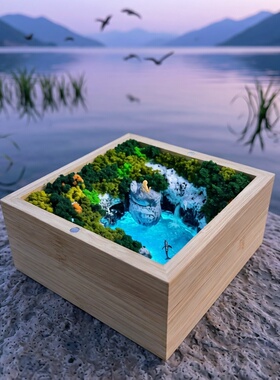 原创手工鲸鹿心形海岛氛围灯礼物