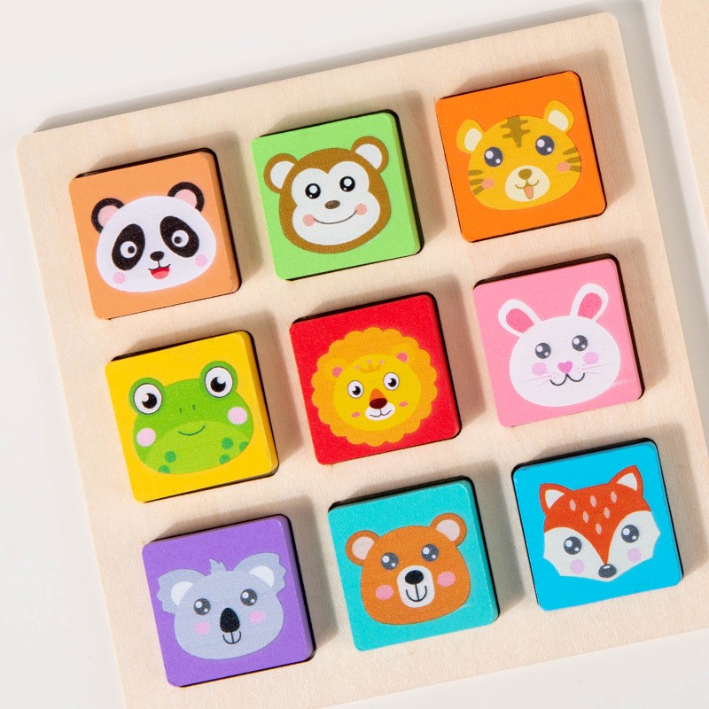 儿童动物配对积木益智拼图玩具3d立体卡通拼板宝宝早教3到6岁ce35 - 图1