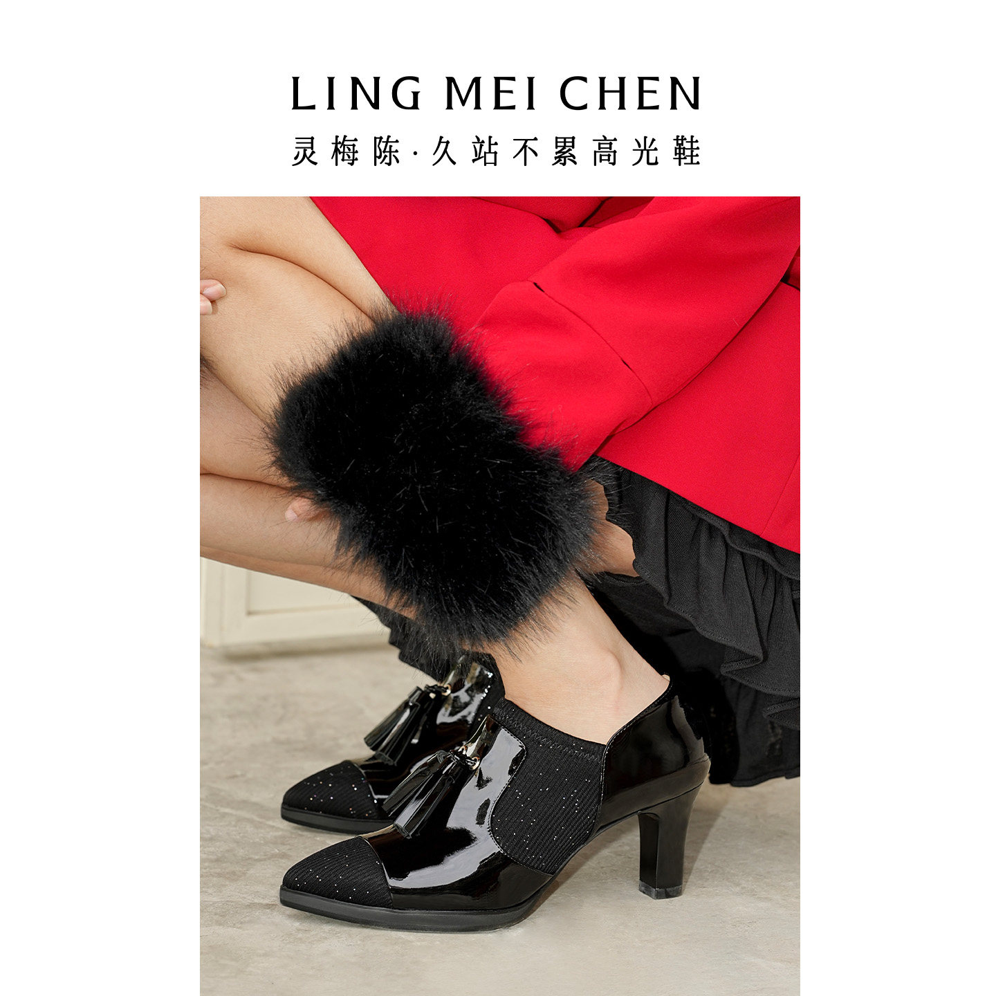 LINGMEICHEN深口单鞋复古英伦风小皮鞋尖头弹力高跟鞋女鞋牛津鞋,淘宝优惠券,粉丝福利购,淘宝优惠卷