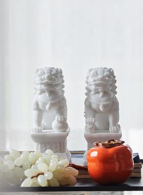 新中式样板房家居客厅书房古典风水软装饰狮子创意桌面摆件工艺品