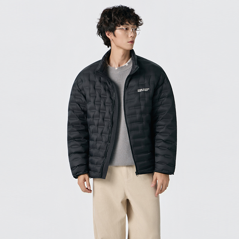 NBKY美式复古假两件羽绒服男2025冬季新款潮流休闲时尚百搭外套 - 图0