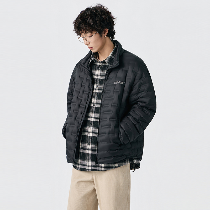 NBKY美式复古假两件羽绒服男2025冬季新款潮流休闲时尚百搭外套 - 图1