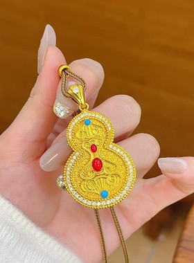 金包银新中式古法珐琅彩吊坠