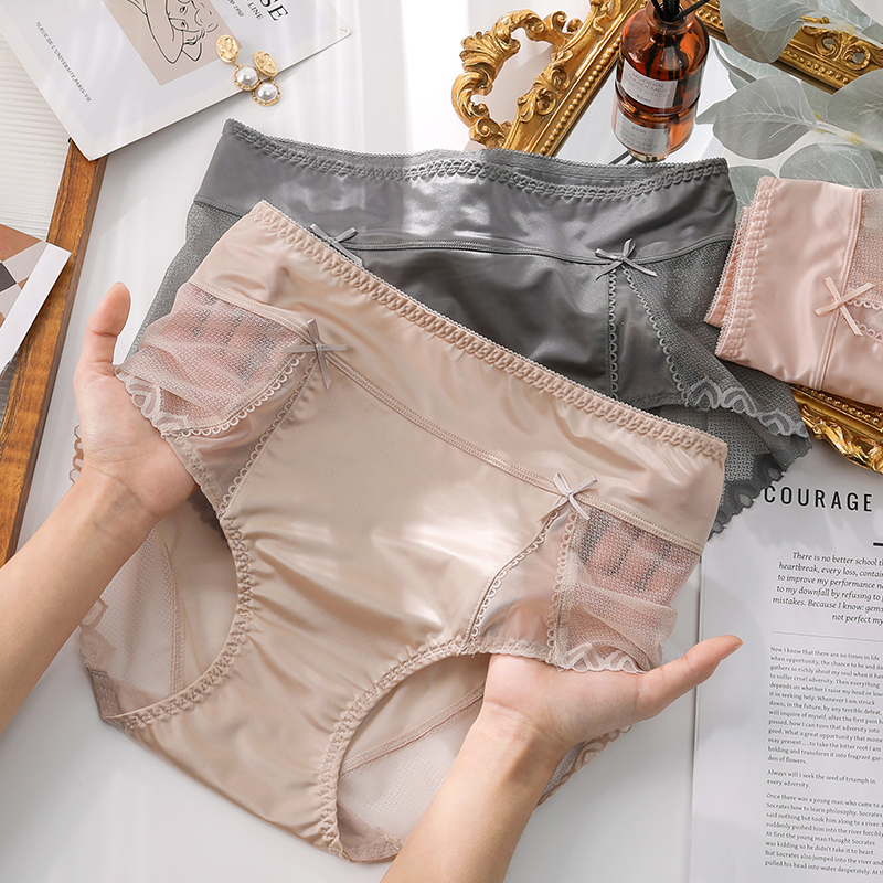 名痕性感蕾丝内裤女2024新款纯棉抑菌裆无痕大码收腹提臀透气短裤 - 图1