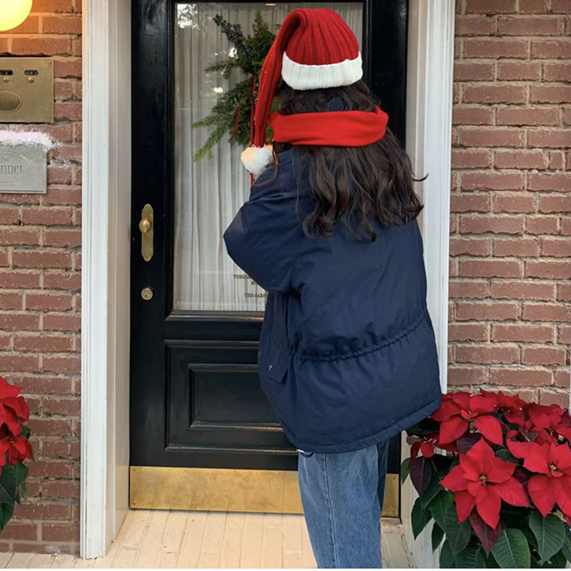 【现货】韩国八奶the barnnet羽绒服章若楠海军蓝立领白鹅绒外套 - 图3