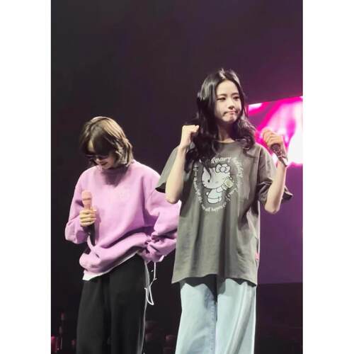 【现货】韩国ORDINARY  jisoo金智秀同款卡通宽松短袖圆领t恤女 - 图1