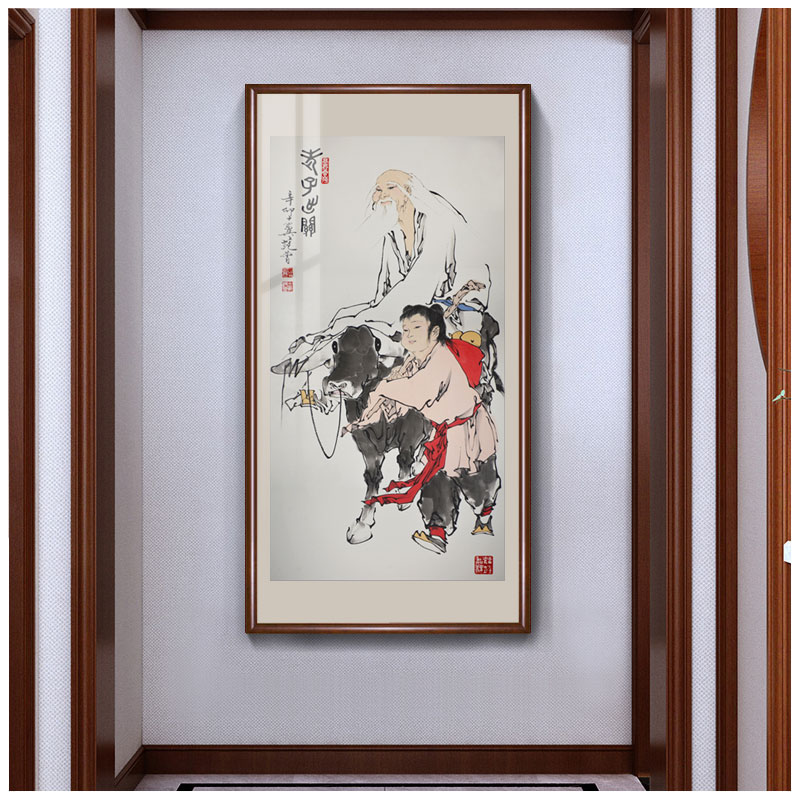 孔子孟子画像学堂装饰挂画儒学教室书房国学供奉老子庄子玄关壁画