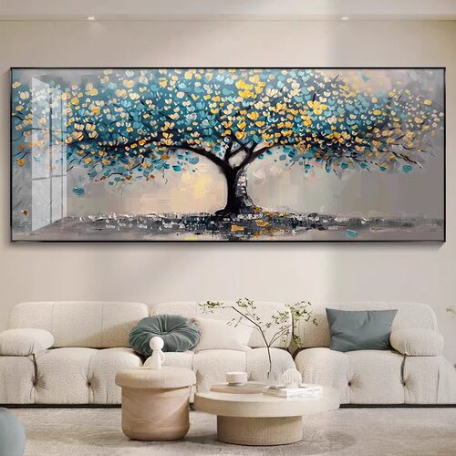 发财树装饰画沙发背景墙客厅挂画现代简约时尚大气高档油画风壁画 - 图3