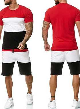 Summer Sport Fitness Homewear Men's Shorts Sleeve T-Shirt +