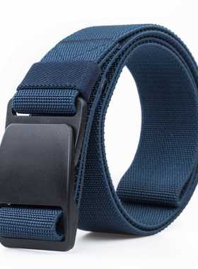 Tactical men's elastic Belt black Plastic Buckle Army Milita