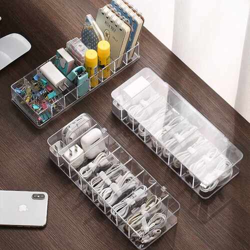 Cable Storage Box Transparent Plastic Data Line Storage Con - 图0