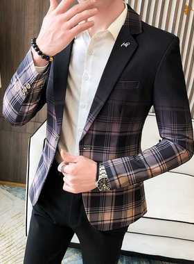 2021 Spring Men's Plaid Blazer Fashion Business Casual Men's