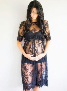 Pregnant Women Lace See Through Maternity Dress Fancy Studio
