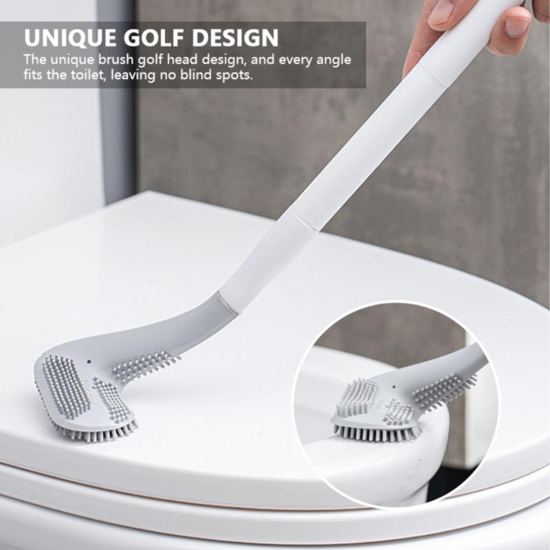 Long Handle Toilet Cleaning Brush Durable Silicone Brush Gol - 图1