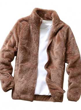 Zipper Closure Side Pockets Fleece Winter/Autumn Men's Jacke