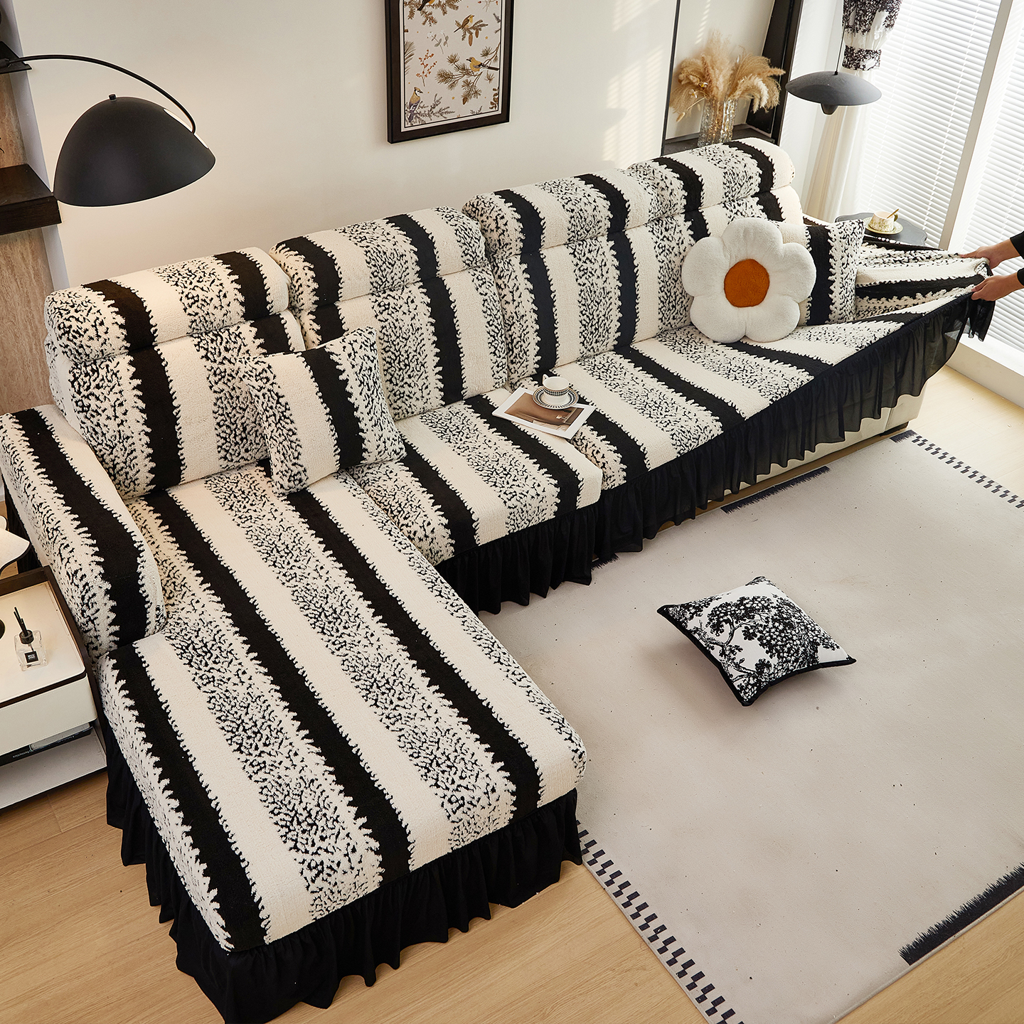 毛绒沙发套罩秋冬加厚保暖全包万能套沙发垫三座一贵妃皮沙发盖布 - 图3