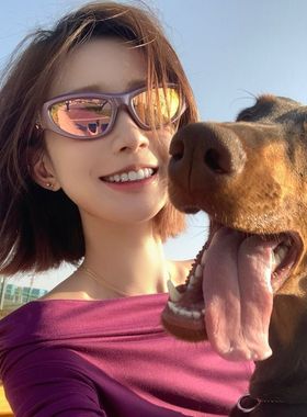 复古千禧辣妹y2k骑行gm墨镜紫粉色防紫外线新欧美网红辣妹太阳镜