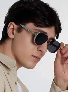 2025新款复古方框蒸汽朋克男太阳眼镜时尚个性金属防紫外线太阳镜