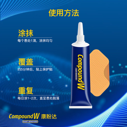 美国Compound W康盼达鸡眼膏跖疣寻常疣丝状疣趾扁平疣软膏鸡眼贴 - 图1